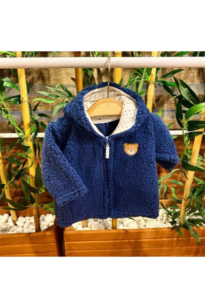 Peluş Polar Bola Kaputli Fermuarli Ko'ylaki Navy Wellsoft 