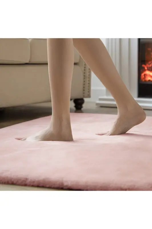 Peluş Post Gilam Peluş Mo'ynali Gilam-Pudra - 3