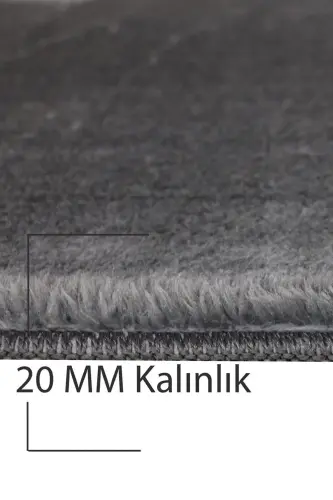 Peluş Tüylü Kaymaz Jel Taban Dekoratif Salon Mutfak Halı Yolluk Kilim ANTRASİT-Antrasit - 3