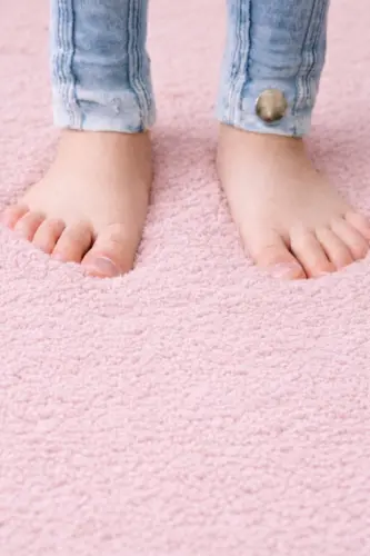 Peluş Tüylü Kaymaz Jel Taban Dekoratif Salon Mutfak Halı Yolluk Kilim PUDRA-Pudra - 4