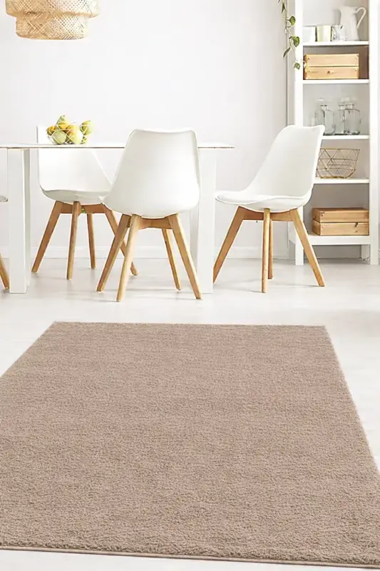 Peluş Tüylü Kaymaz Jel Taban Dekoratif Salon Mutfak Halı Yolluk Kilim Vizon-Vizon - SARAR