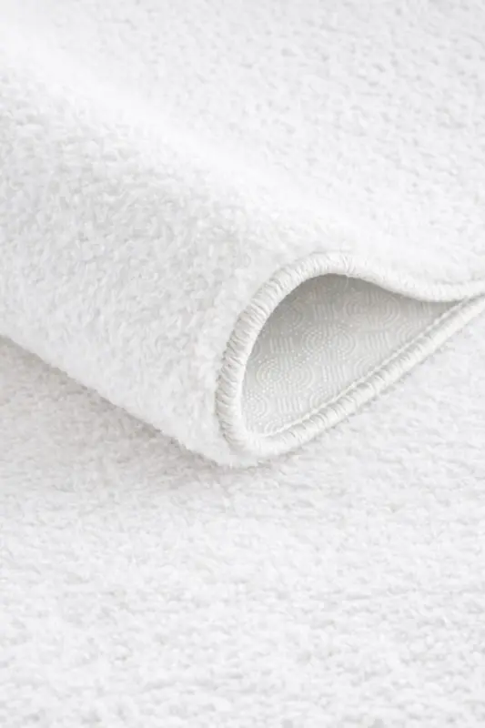 Peluş Yıkanabilir Beyaz Kaymaz Taban 2'li Banyo Paspası Takımı (50X80 50X40) - Beyaz - 2