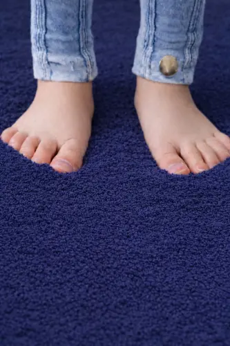 Peluş Yıkanabilir Lacivert Kaymaz Taban 2'li Banyo Paspası Takımı (50X80 50X40)-Lacivert - 4