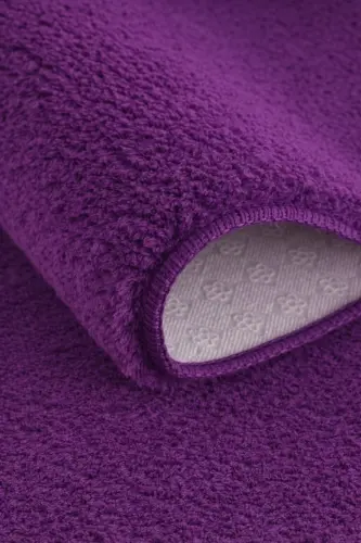 Peluş Yıkanabilir Mor Kaymaz Taban 2'li Banyo Paspası Takımı (50X80 50X40)-Mürdüm - 2