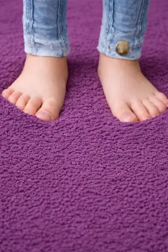 Peluş Yıkanabilir Mor Kaymaz Taban 2'li Banyo Paspası Takımı (50X80 50X40) - Mürdüm - 4