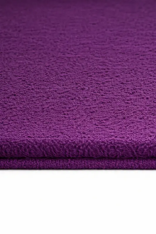 Peluş Yıkanabilir Mor Kaymaz Taban 2'li Banyo Paspası Takımı (50X80 50X40)-Mürdüm - 3