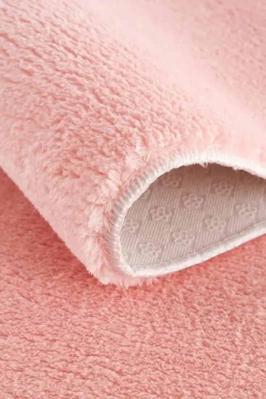 Peluş Yıkanabilir Pudra Kaymaz Taban 2'li Banyo Paspası Takımı (50X80 50X40)-Pudra - 2