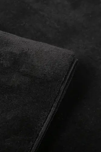 Peluş Yıkanabilir Siyah Kaymaz Taban 2'li Banyo Paspası Takımı (50X80 50X40)-Siyah - 2