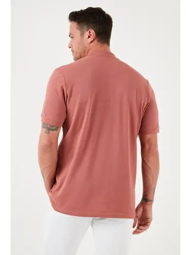 Pembe %100 Pamuk Düğmeli Regular Fit Polo Tişört 5902127-Pembe - 5