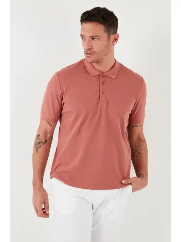 Pembe %100 Pamuk Düğmeli Regular Fit Polo Tişört 5902127-Pembe - 6
