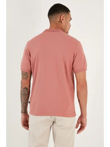 Pembe %100 Pamuk Düğmeli Regular Fit Polo Tişört 5902127-Pembe - 6