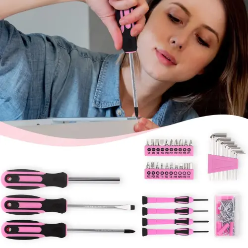 Pink Tool Set, 149-Piece Basic Home Repair Kit - Small Tool Kit for Women, Ideal for Home and Office- - 1