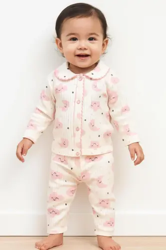 Pembe Ay yıldız bulutlu Pamuk kız bebek takım-Pembebulutlu - ANNE DOKUNUŞU GIBI KUZUM BEBE (1)