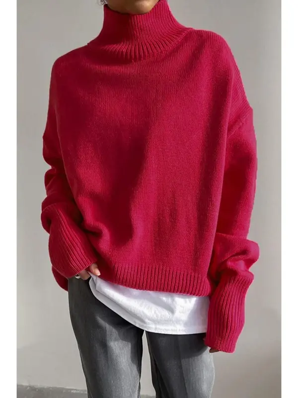 Pembe Balıkçı Yaka Kazak Mg1252-Pembe - 1