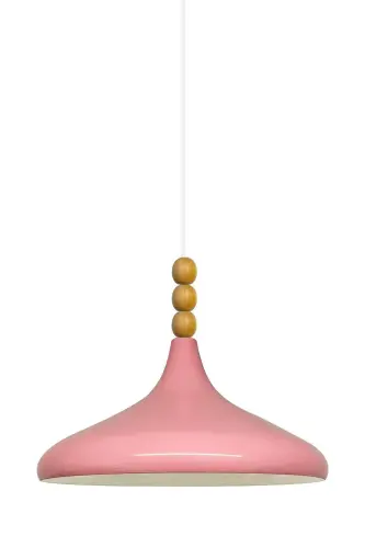 Pembe Champion Ahşap Boncuklu Tekli Avize Sarkıt Salon Mutfak Butik Lamba-Pembe - 6