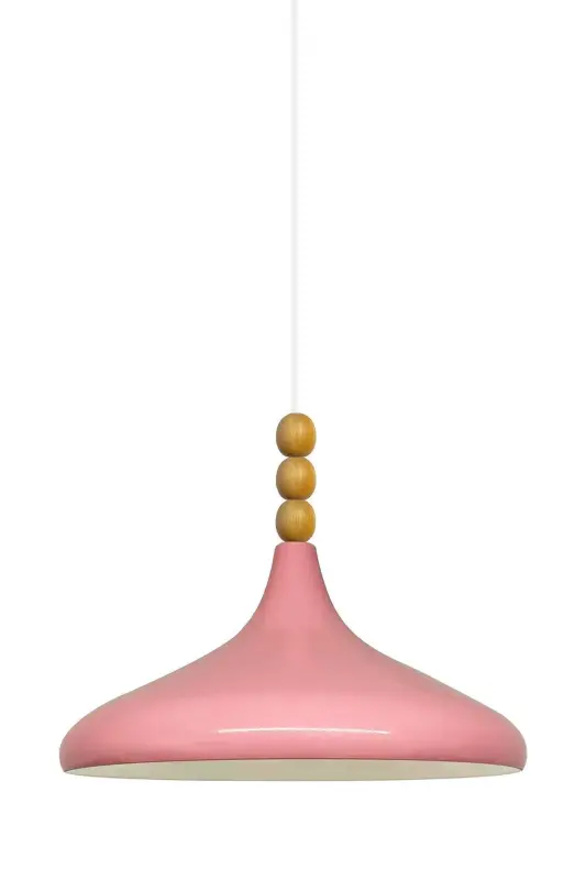 Pembe Champion Ahşap Boncuklu Tekli Avize Sarkıt Salon Mutfak Butik Lamba-Pembe - 6