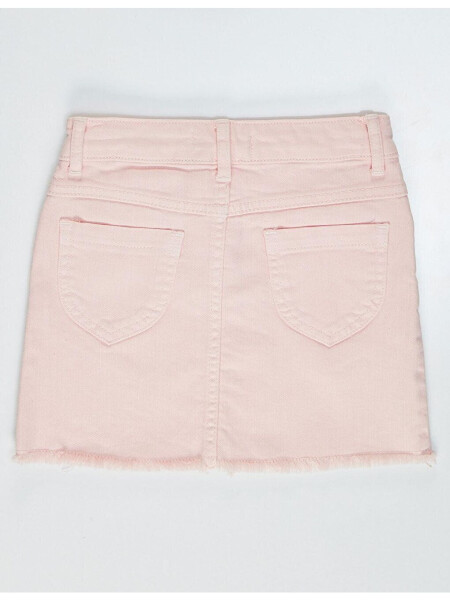 Pembe Denim Mini Kız Etek - 4