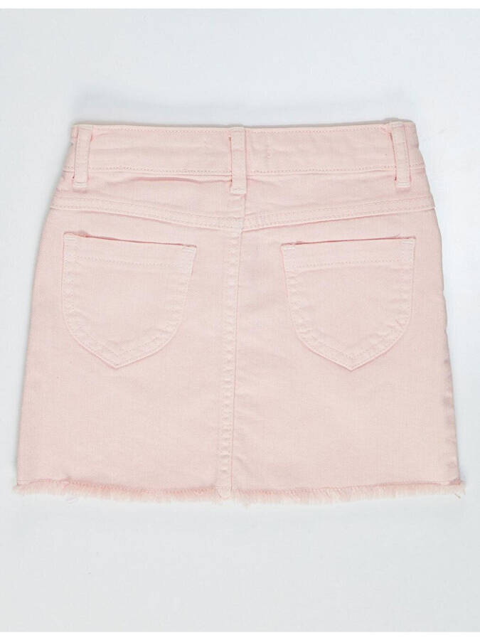 Pembe Denim Mini Kız Etek - 4