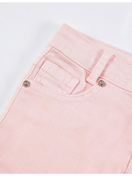 Pembe Denim Mini Kız Etek - 5