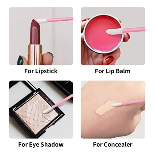 Pink Lip Wands Applicators Disposable - Vaincre 500PCS Lip Brush, Lipstick Make Up Lint Free Brush Gloss Wands, Makeup Applicator Beauty Tool Kits - 7