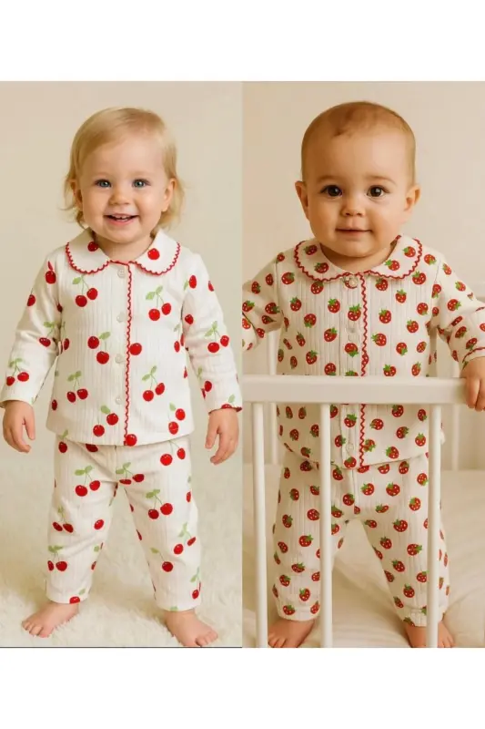 Pembe-Ekru Çift 2’li Takım Yenidoğan Fitilli Organik Pamuk Kumaş 2’li Kız Erkek Bebek Takım-Pembe - ANNE DOKUNUŞU GIBI KUZUM BEBE