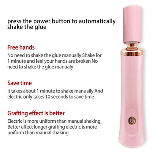 Pink Electric Nail Lacquer Shaker, Glue Shaker for Eyelash Extensions, Eyelash Lacquer Shaker, Electric Shaker Time Saving Handsfree Tool Glue Nails Polish - ZLMONDEE (1)