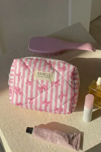 Pembe Fiyonk Makyaj Çantası-Pembe21 - BAHELS (1)