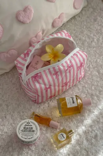 Pembe Fiyonk Makyaj Çantası-Pembe21 