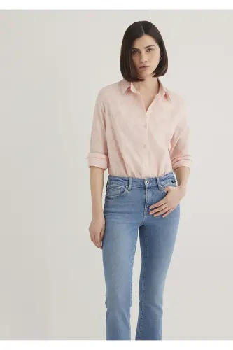 Pembe Gömlek Loose Fit / Bol Rahat Kesim 1211032-71152-Pembe - 3