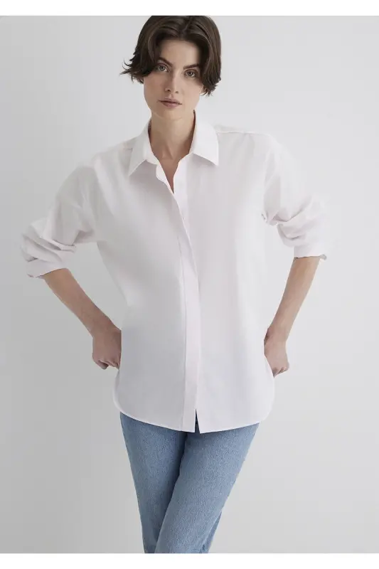 Pembe Gömlek Oversize / Geniş Kesim 1210887-70989 - Pembe-70989 - 2