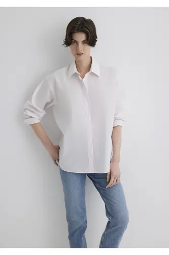 Pembe Gömlek Oversize / Geniş Kesim 1210887-70989 - Pembe-70989 - 3