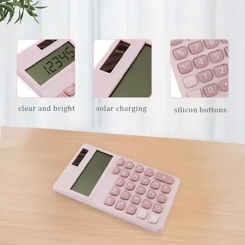Pink Calculator,Calculator Small,School Supplies Essentials Mini Calculators Cute Solar 4 Function Calculators Basic Calculato for Home Office Supplies,Stocking Stuffers for Teen Girls Boys - 3