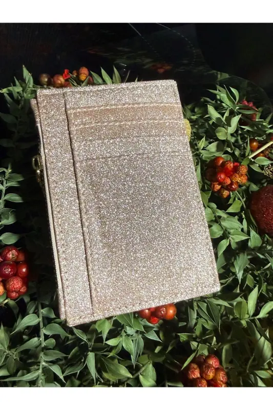 Pembe Işıltılı Simli Kadın Kartlık-METALİK - ILKNURBUTIK