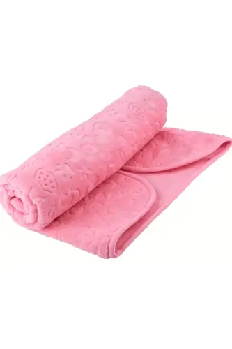 Pembe Kabartmalı Battaniye 90×110 Cm Not: ( Mevsimlik Incedir) Peluş Kumaştır-pembe - GOLDEN SPRING (1)