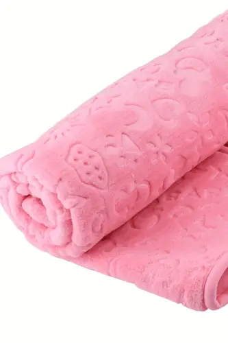 Pembe Kabartmalı Battaniye 90×110 Cm Not: ( Mevsimlik Incedir) Peluş Kumaştır-pembe - 5