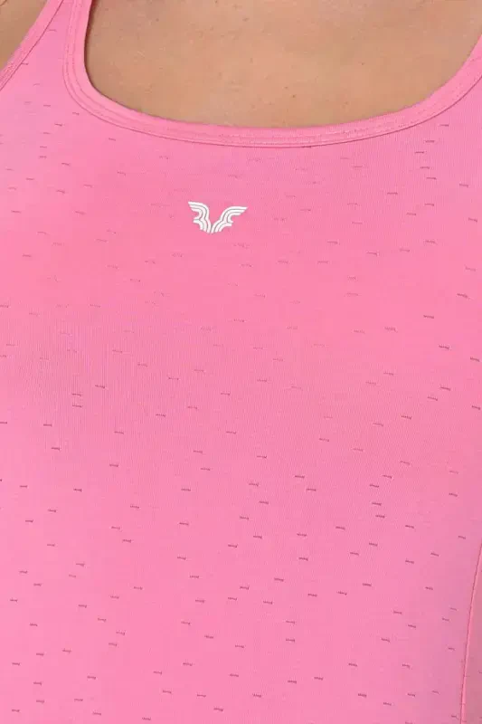 Kadın Pembe Geniş Yaka Nefes Alan Sporcu Antrenman Atleti 8604 - 8