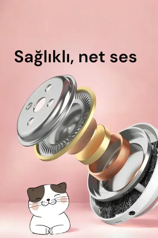 Pembe Kedi Kulaklı Bluetooth Kulaklık | LED Işıklı | Katlanabilir | Kablosuz | Renkli Pati Led-PEMBE - 7