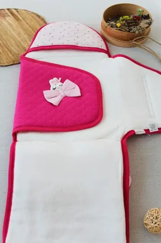 Pembe Kız Bebek Battaniyesi & Dış Kundak - %100 Pamuk Yenidoğan Ayaklı Uyku Tulumu - 3