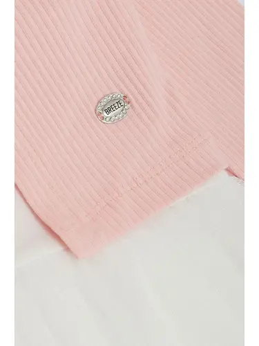 Pembe Kız Çocuk Uzun Kollu Elbise Tüllü Somon (3-4 Yaş)-Pembe - 4
