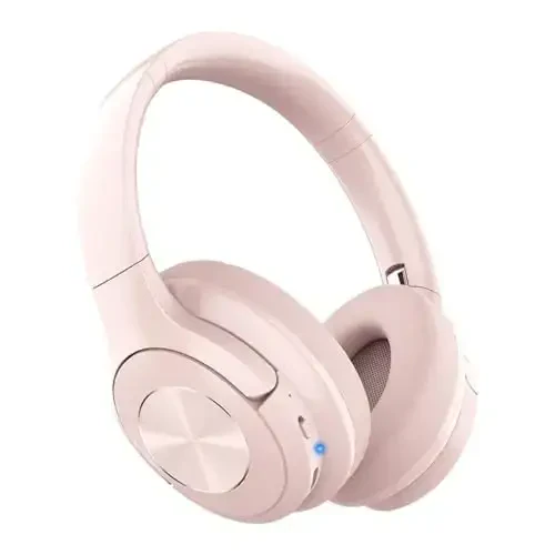 Pink Headphones Wireless Bluetooth Headphone Over Ear 65 Hours Playtime Foldable Deep Bass HiFi Stereo Wireless On Ear Headsets with Microphone Lightweight Soft Earmuff, for Phone,TV,Travel Pink - BINGOZONES