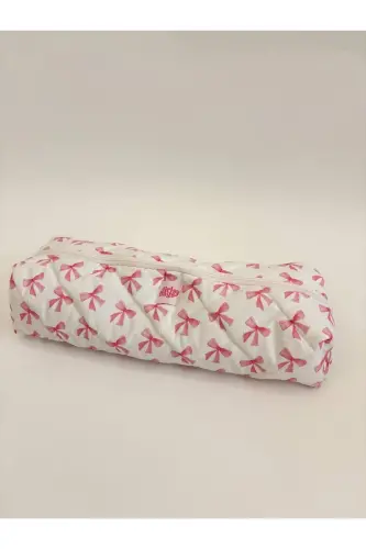 Pembe Kurdeleli Saç Maşa Düzleştirici Çantası Airwrap Airstrait İçin Uyumlu Büyük Seyahat Çantası - Pembe Kurdeleli - 4
