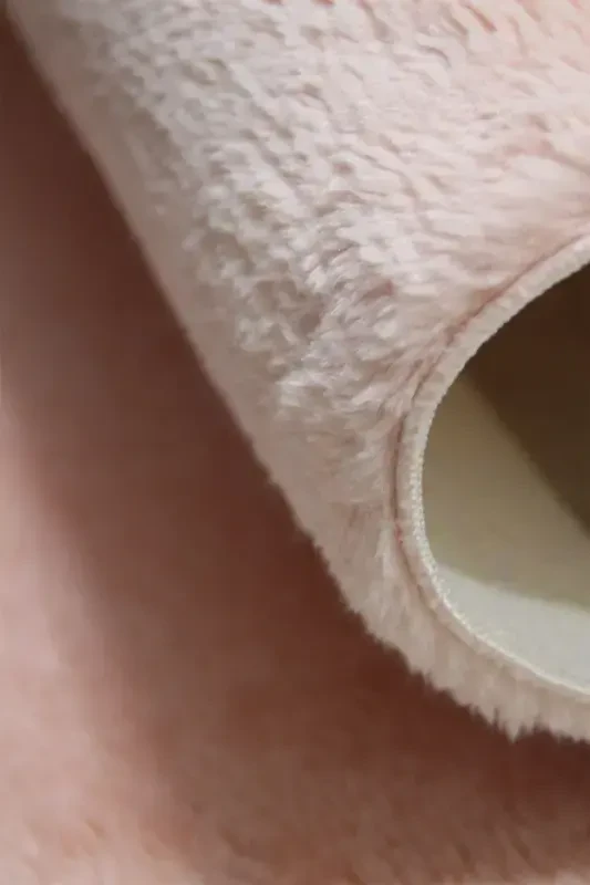Pembe Oval Peluş Yumuşak Yıkanabilir Kaymaz Dot Taban Antibakteriyel Salon Koridor Çocuk Halısı-Pembe - 2