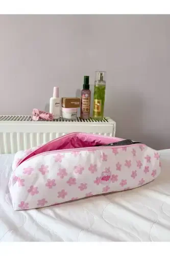 Pembe Papatyalı Saç Maşa Düzleştirici Çantası Airwrap Airstrait İçin Uyumlu Büyük Seyahat Çantası-Pembe Papatyalı - 1