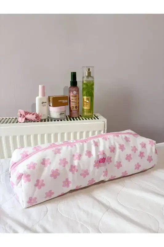 Pembe Papatyalı Saç Maşa Düzleştirici Çantası Airwrap Airstrait İçin Uyumlu Büyük Seyahat Çantası-Pembe Papatyalı - 4