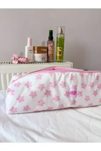 Pembe Papatyalı Saç Maşa Düzleştirici Çantası Airwrap Airstrait İçin Uyumlu Büyük Seyahat Çantası-Pembe Papatyalı - 5