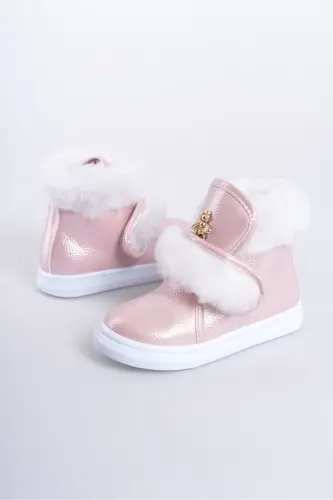 Pembe Parlak Kürklü Arı Detaylı Cırtlı Kaymaz Taban Kız Çocuk Bot-Pembe - 3