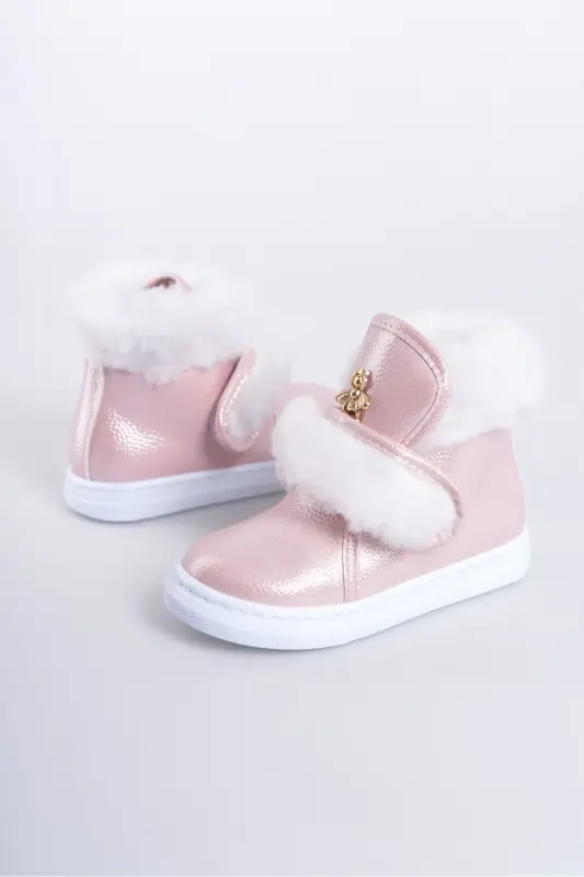 Pembe Parlak Kürklü Arı Detaylı Cırtlı Kaymaz Taban Kız Çocuk Bot-Pembe - 3