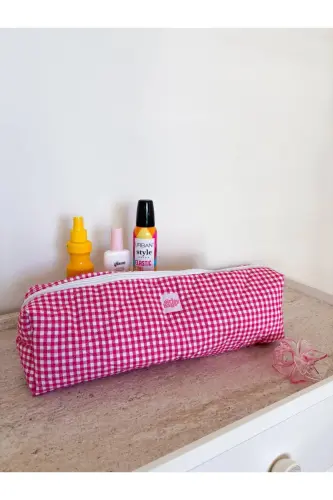 Pembe Pötikareli Saç Düzleştirici Çantası Airwrap Airstrait Uyumlu Seyahat Çantası - Pembe Pötikare - 4