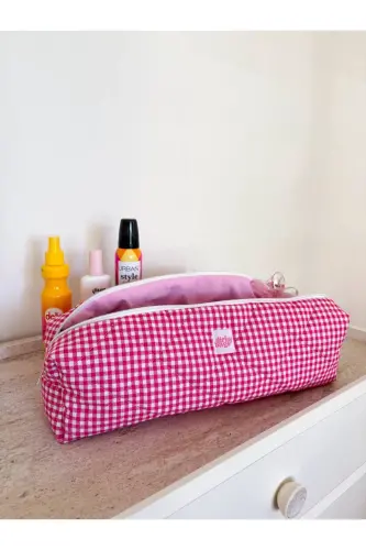 Pembe Pötikareli Saç Düzleştirici Çantası Airwrap Airstrait Uyumlu Seyahat Çantası - Pembe Pötikare - 6