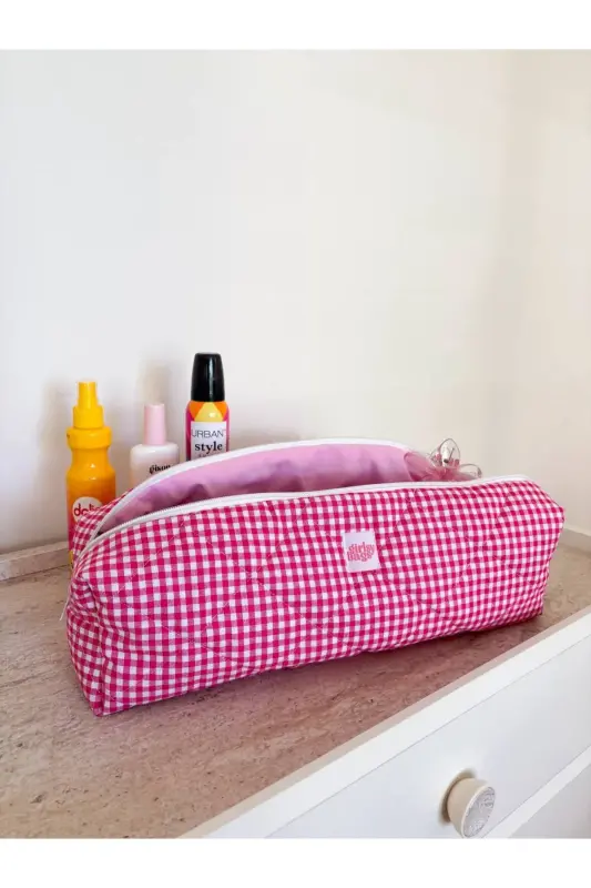 Pembe Pötikareli Saç Düzleştirici Çantası Airwrap Airstrait Uyumlu Seyahat Çantası - Pembe Pötikare - 6